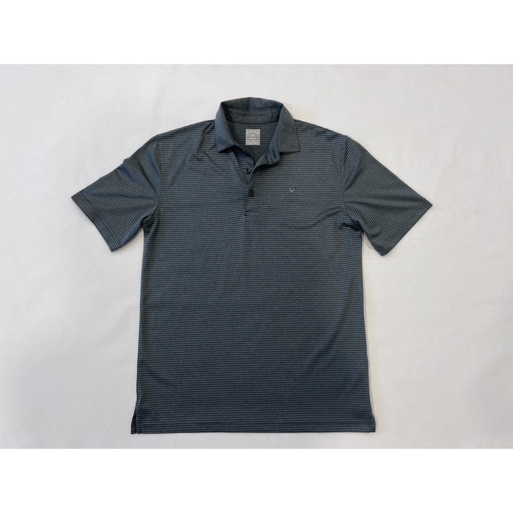 Callaway Polo Shirt Men's Gray Striped Golf Opti-Dri Performance Casual Size S